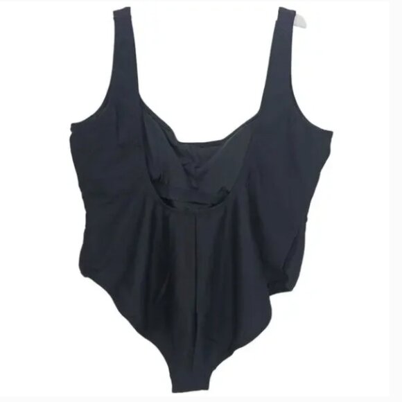 NEW J. Crew plus size 22 or 3X Ribbed Square neck one piece black - Picture 2 of 6